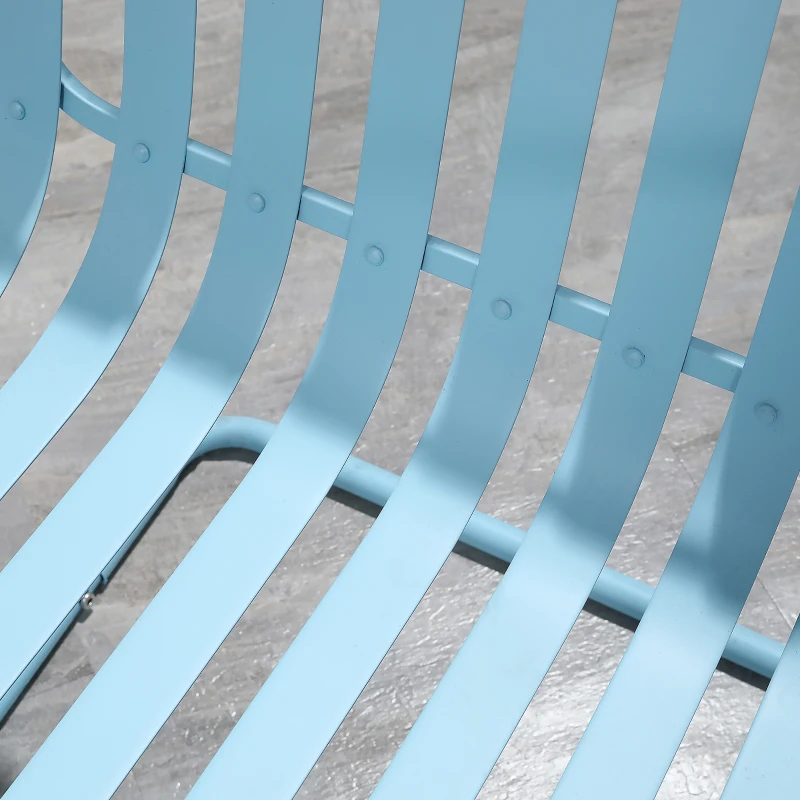 Outsunny 3 Pieces Patio Bistro Set, Metal Frame Garden Coffee Table Set with 2 Chairs & Round Table for Outdoor Yard Porch Poolside Balcony, Sky Blue