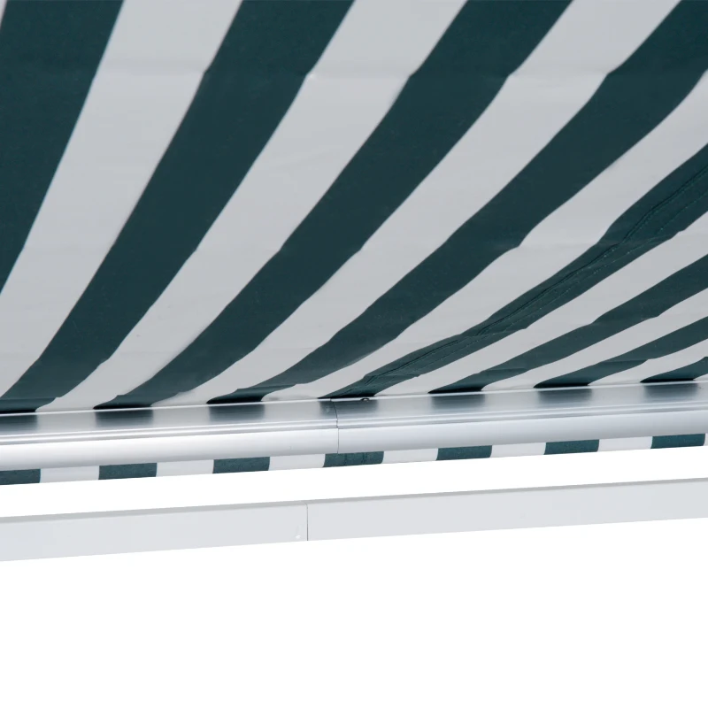 Outsunny 10' x 8' Manual Retractable Awning, Sun Shade Shelter Canopy, with Aluminum Frame and UV Protection for Patio Deck Yard Window Door, Green Stripe