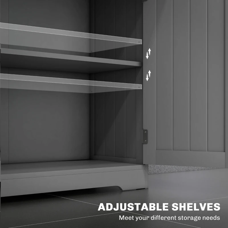 kleankin Bathroom Cabinet, Bathroom Storage Cabinet with 2 Drawers, Adjustable Shelf for Living Room, Entryway, Grey