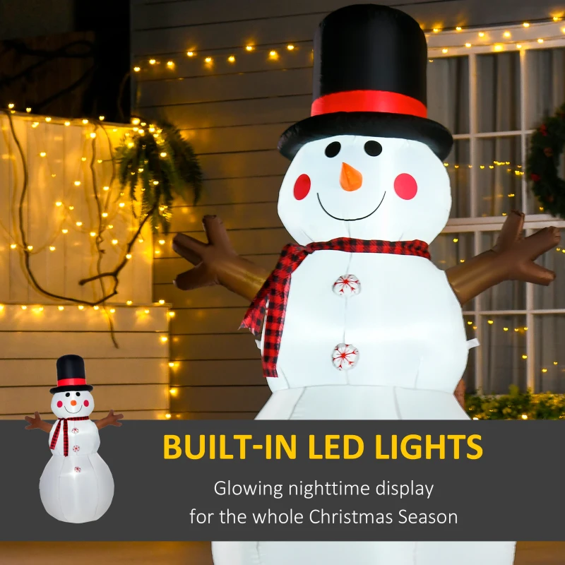 HOMCOM 6ft Christmas Inflatables Outdoor Decorations Snowman, Blow-Up Yard Christmas Decor with LED Lights Display