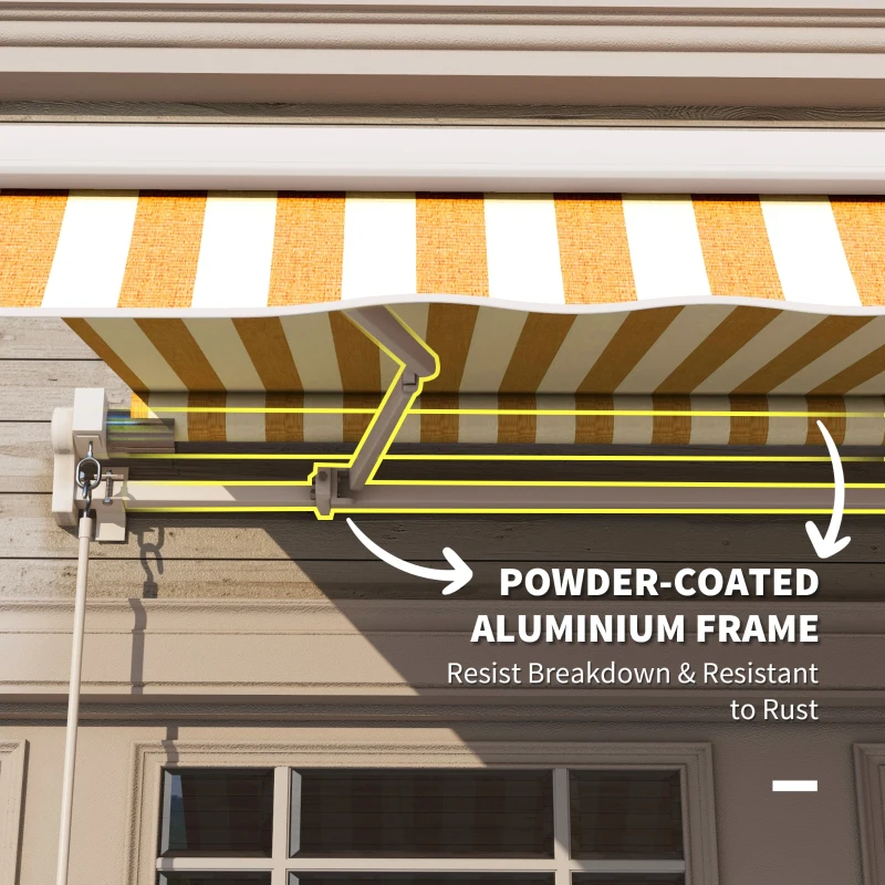Outsunny 10' x 8' Manual Retractable Awning, Sun Shade Shelter Canopy, with Aluminum Frame and UV Protection for Patio Deck Yard Window Door, Orange