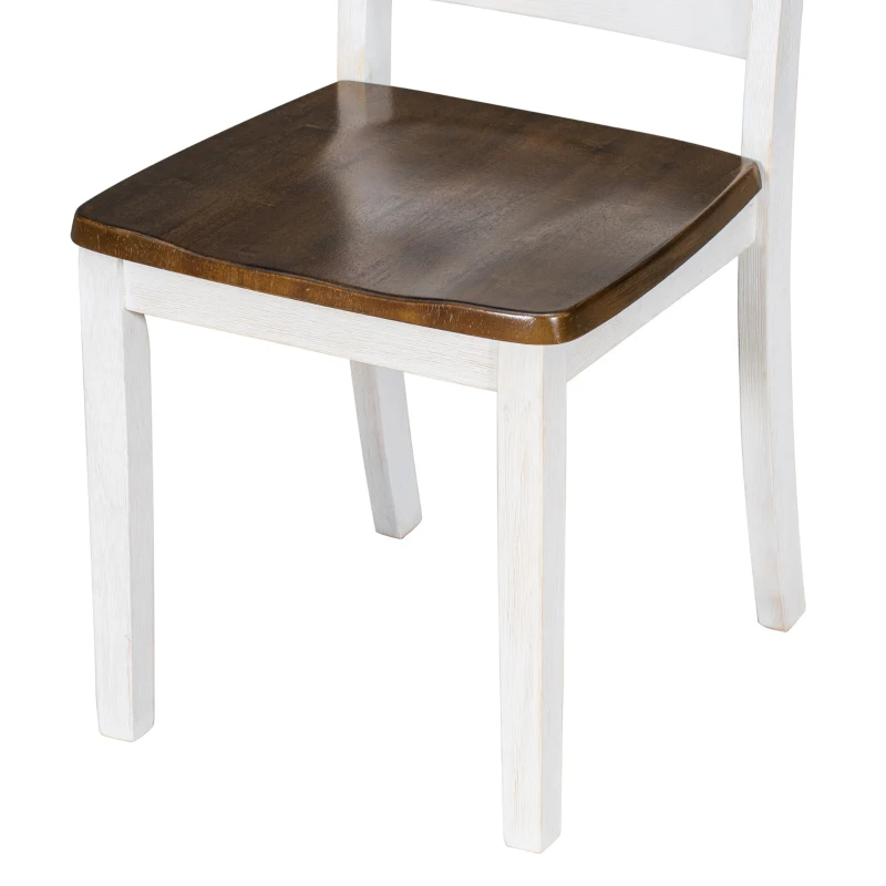 Rustic Style 6-Piece Dining Room Table Set with Ergonomic Chairs and Bench, Solid Wood Veneer, Rubber Wood Frame, 60"L x 36"W x 30"H, Walnut