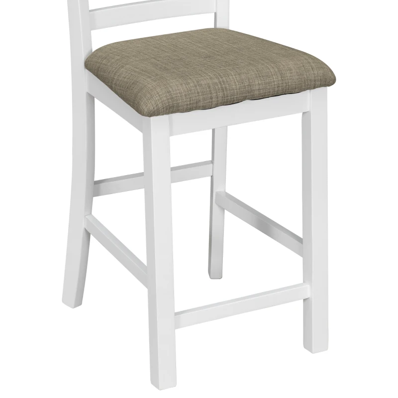 5-Piece Rubber Wood Counter Height Dining Set with Padded Chairs, Wine Compartment, and Wineglass Holders, 59.6"L x 30"W x 36"H, Brown+Whitewash