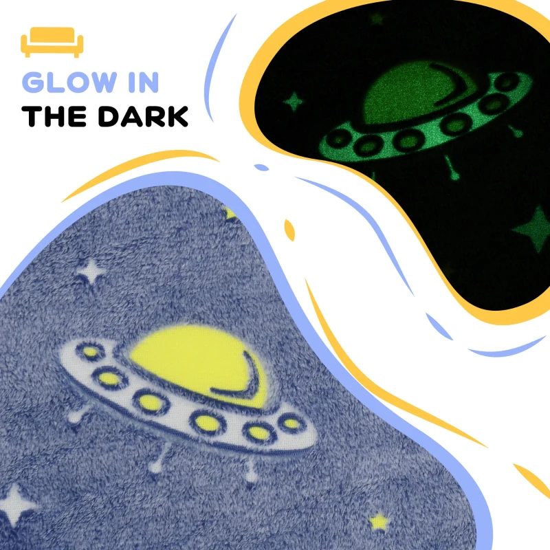 Qaba Toddler Chair with Luminous Universe Design, Wooden Frame, for 18-36 Months, Blue