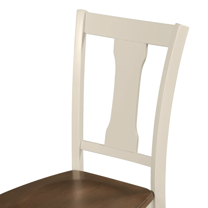 Classic 6-Piece Dining Set, Wooden Table and 4 Chairs with Bench, Sturdy Wood Construction, Ergonomic Design, 60''L x 35.8''W x 30''H, Brown+Cottage White