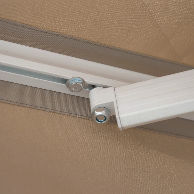 Outsunny 8'x7' Retractable Awning, Manual Patio Sun Shade, Weather-Resistant Outdoor Canopy, Khaki