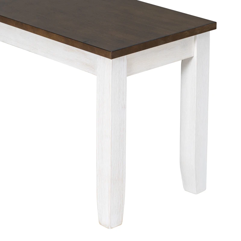 Rustic Style 6-Piece Dining Room Table Set with Ergonomic Chairs and Bench, Solid Wood Veneer, Rubber Wood Frame, 60"L x 36"W x 30"H, Walnut