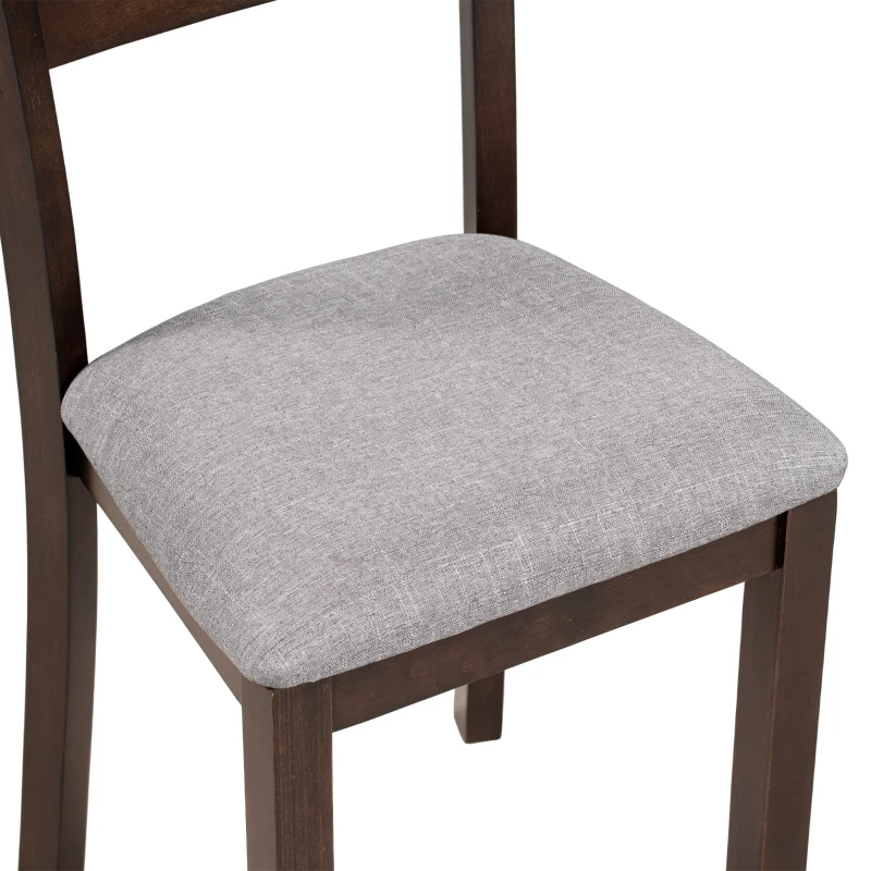 Vinsetto 5 Piece Dining Table Set, Industrial Wooden Kitchen Table and 4 Chairs, Compact Design, Upholstered Seats, 35"x35"x30", Espresso