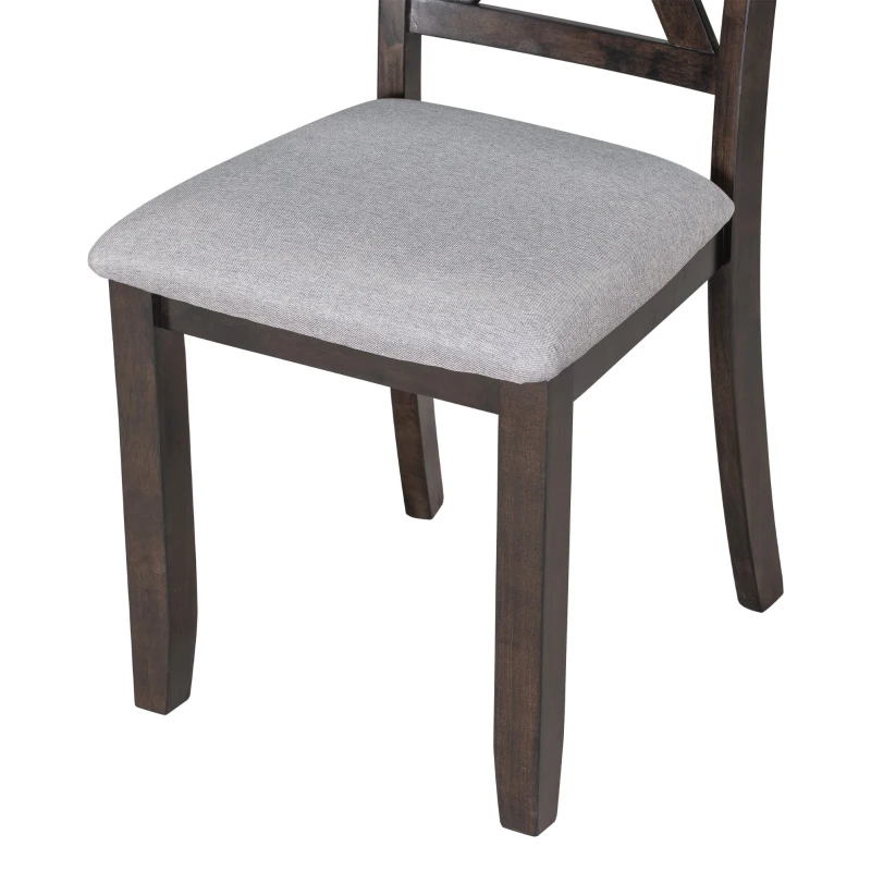 6-Piece Dining Room Set, Solid Wood Foldable Table with 4 Chairs and Bench, Space-Saving Design, 60"x36" Table, Espresso