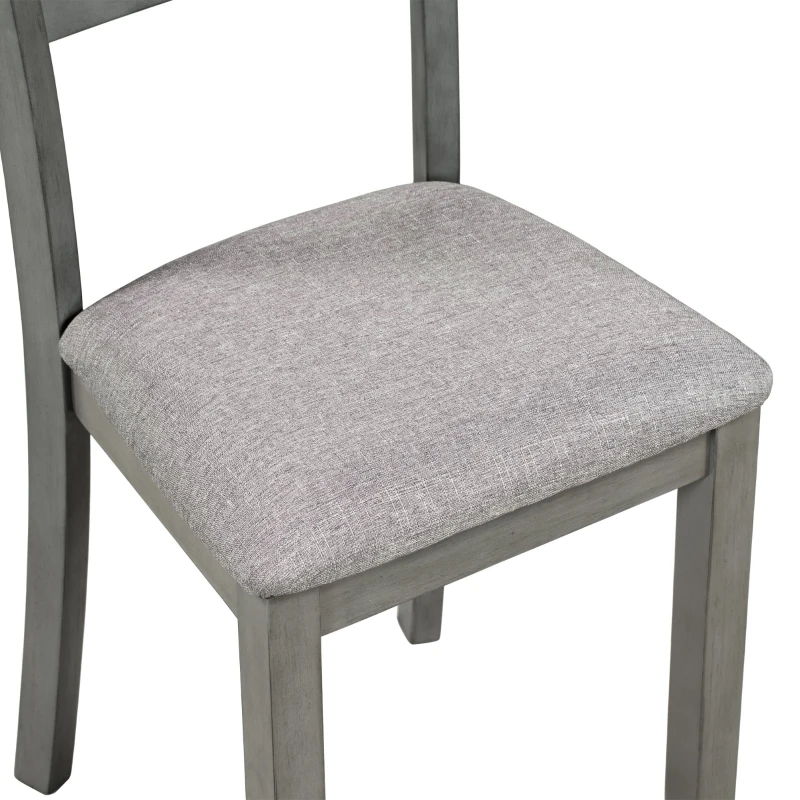 Vinsetto 5-Piece Dining Table Set, Industrial Wooden Kitchen Table and 4 Chairs with Cushioned Seats, 35"x35"x30", Gray