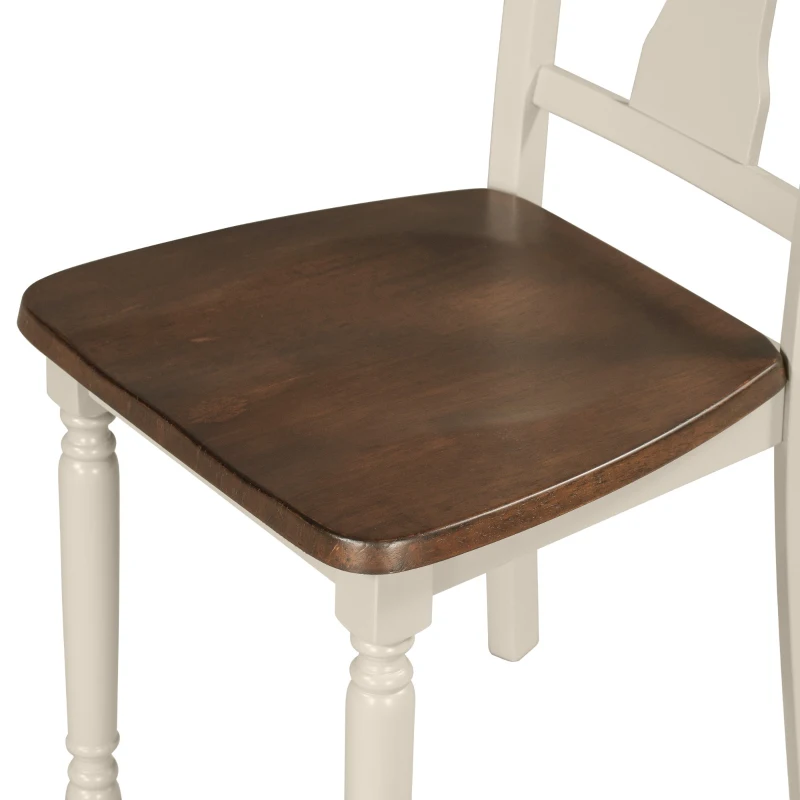 Classic 6-Piece Dining Set, Wooden Table and 4 Chairs with Bench, Sturdy Wood Construction, Ergonomic Design, 60''L x 35.8''W x 30''H, Brown+Cottage White
