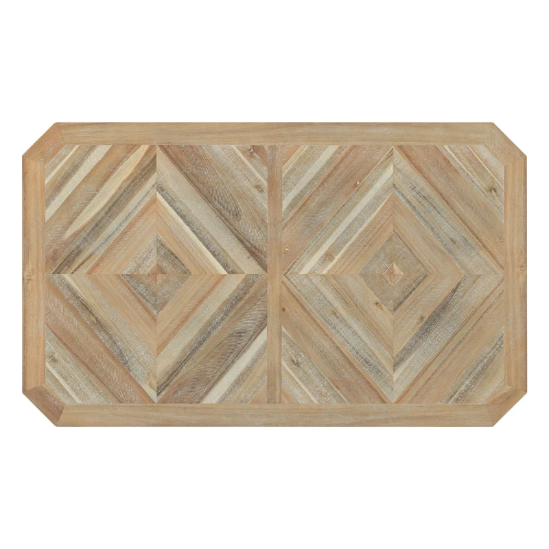 6-Piece Rubber Wood Dining Table Set with Wood Grain Pattern, Solid Wood Veneer, Soft Cushions, and H-Shaped Support Legs, 60"L x 36"W x 30.3"H, Natural Wood Wash