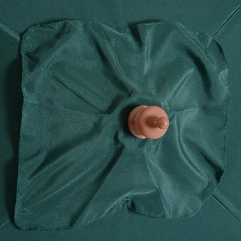 Outsunny 6.6x5ft Square Market Parasol, Wooden Patio Umbrella with Tilt Mechanism and 6 Bamboo Ribs, Garden Sunshade, Green