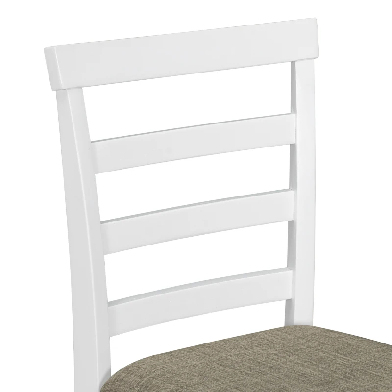 5-Piece Rubber Wood Counter Height Dining Set with Padded Chairs, Wine Compartment, and Wineglass Holders, 59.6"L x 30"W x 36"H, Brown+Whitewash