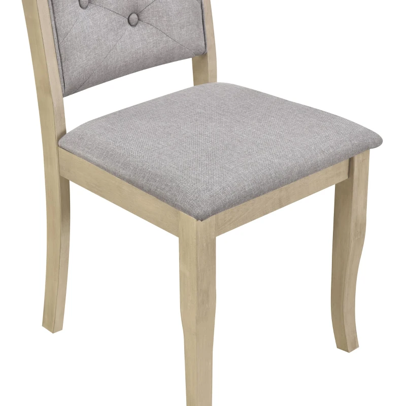Vinsetto 6-Piece Retro Dining Set with Unique Table Legs and Foam-Covered Seats, Solid Wood Construction, 60" Table, Gray Wash