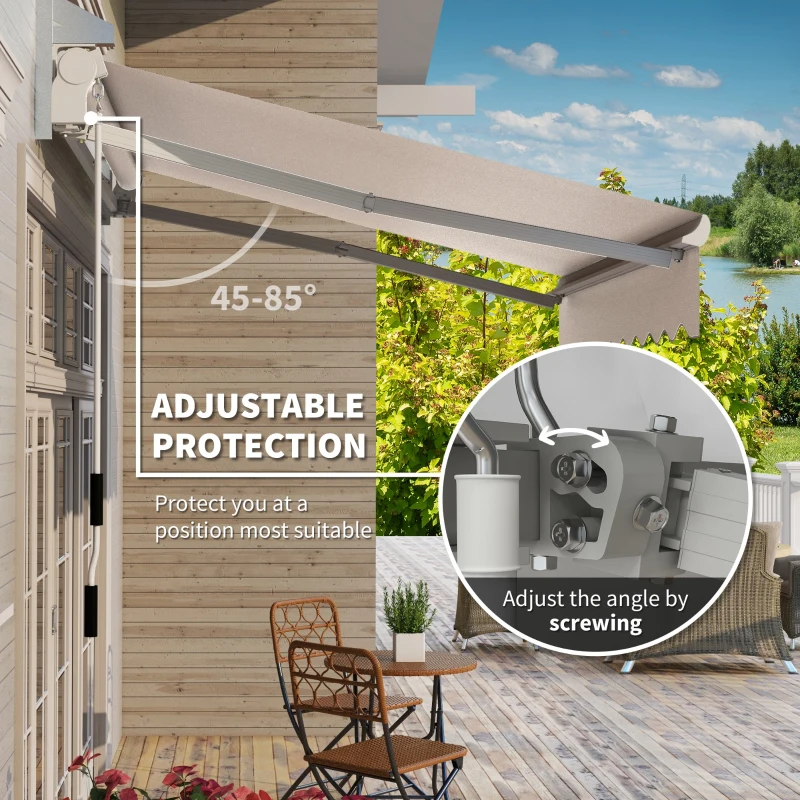 Outsunny 8'x7' Retractable Awning - UV & Sun Protection Patio Sun Shade, Manual Outdoor Canopy, Beige