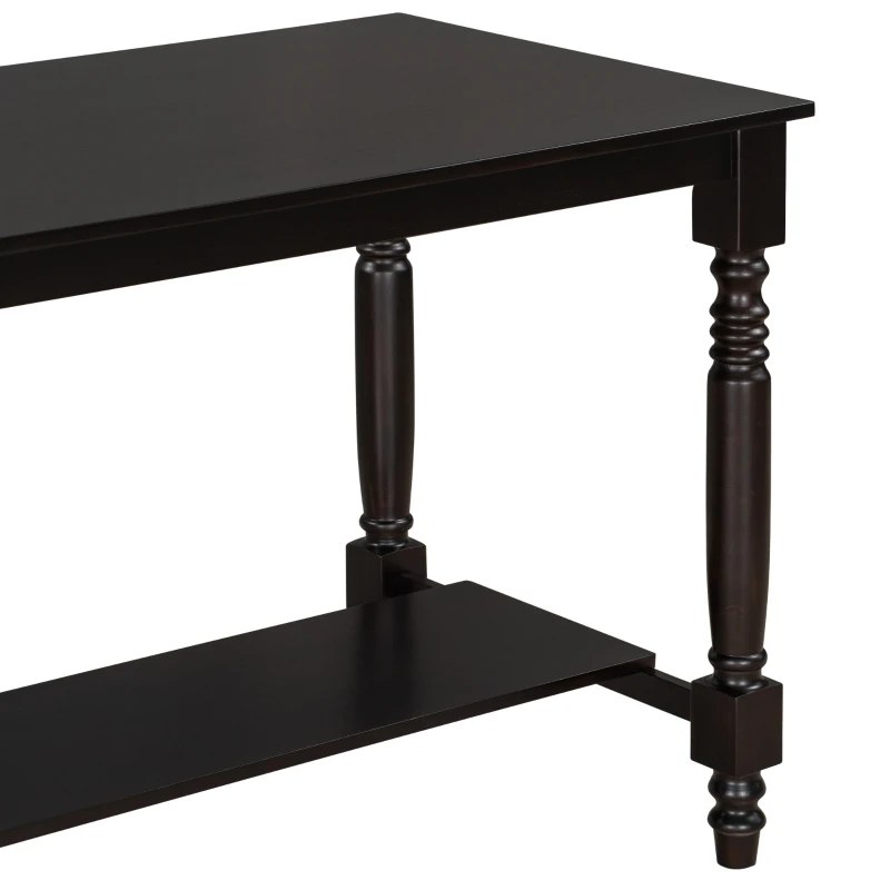 6-Piece Counter Height Dining Table Set with Shelf, 4 Chairs and Bench, High-Density Foam Cushions, MDF and Melaleucar Wood, 60''L x 29.5''W x 36''H, Espresso