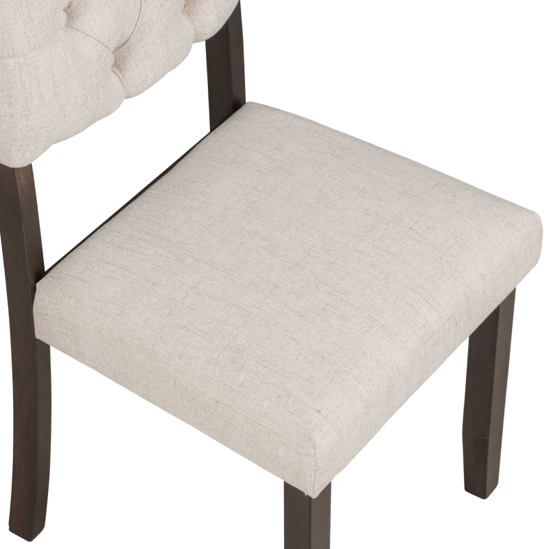 6-Piece Dining Table and Chair Set with Special-Shaped Legs, Foam-Covered Seat Backs & Cushions, Includes 1 Table, 4 Chairs, and 1 Bench, 60''L x 36''W x 30''H, Espresso