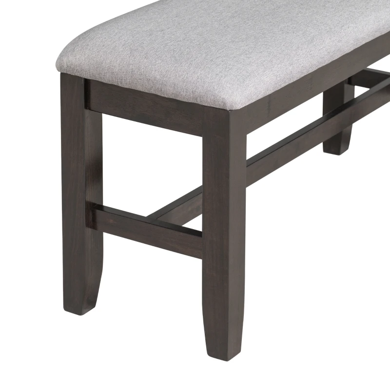 6-Piece Dining Room Set, Solid Wood Foldable Table with 4 Chairs and Bench, Space-Saving Design, 60"x36" Table, Espresso