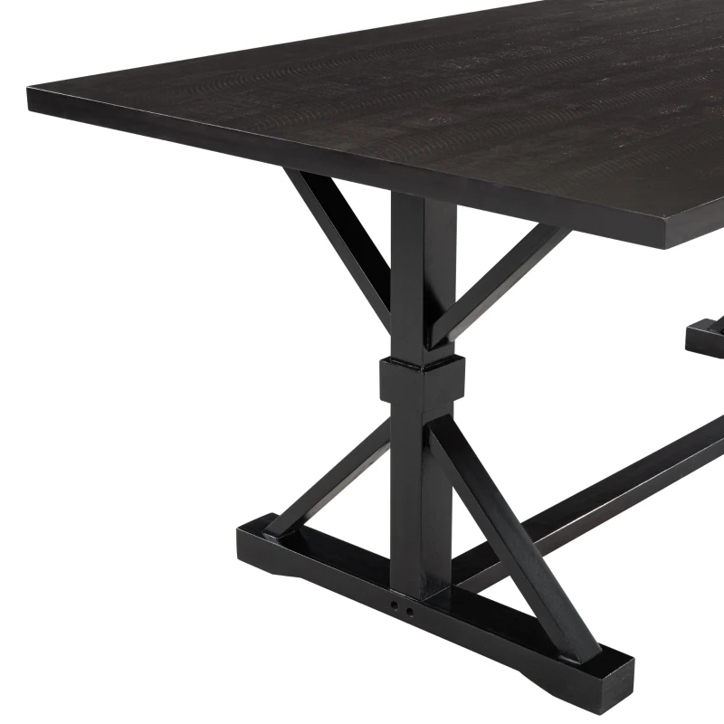 6-Piece Farmhouse Dining Table Set, 72''L x 42''W x 30''H Wood Rectangular Table with 4 Upholstered Chairs and Bench, Ergonomic Design, Espresso