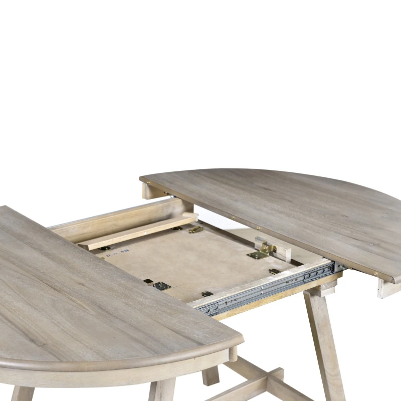 5-Piece Wood Dining Table Set, Round Extendable Table with 4 Chairs, Adjustable Length 41.4"-56.6", Modern Farmhouse Style, Natural Wood Wash