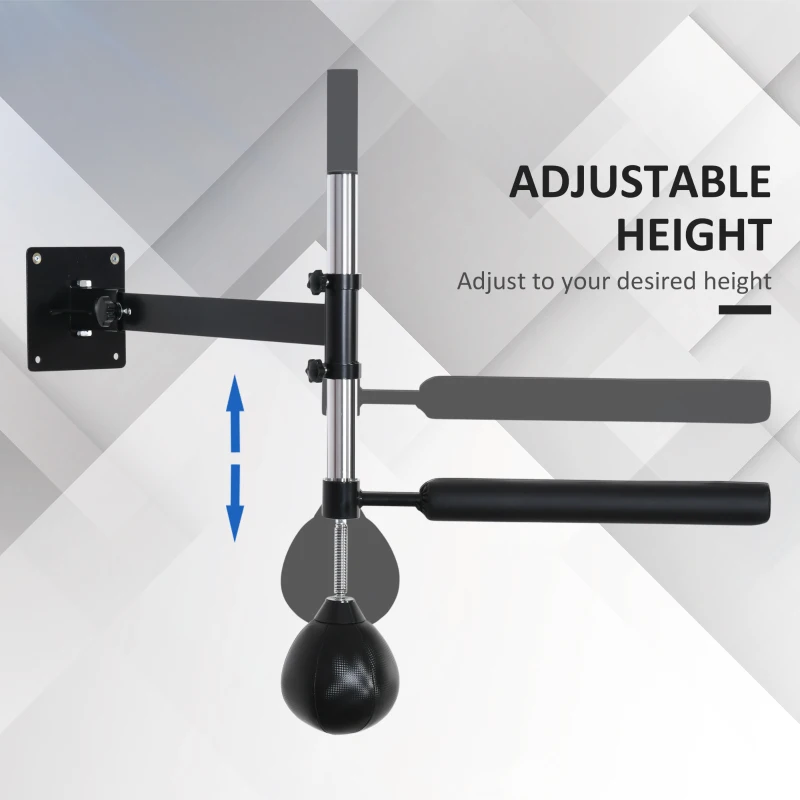 Soozier Wall Mount Reflex Bar Trainer, MMA Boxing Speed Trainer with Punching Boxing Bar, Height Adjustable, Black