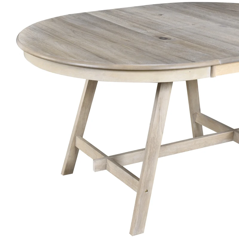 5-Piece Wood Dining Table Set, Round Extendable Table with 4 Chairs, Adjustable Length 41.4"-56.6", Modern Farmhouse Style, Natural Wood Wash