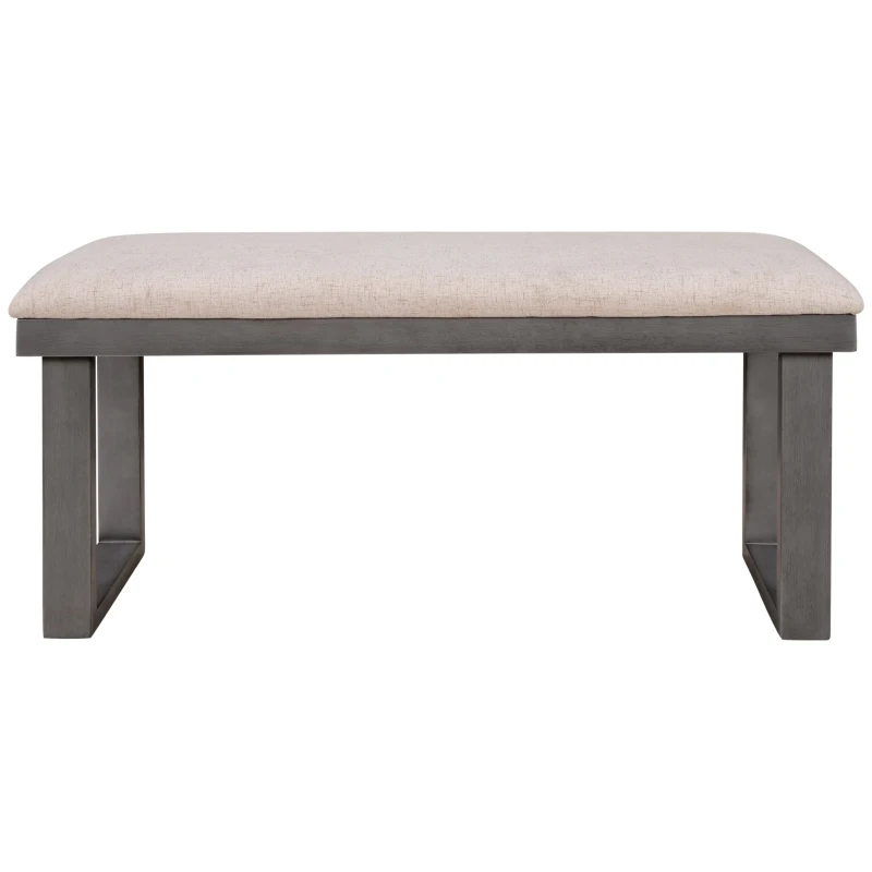 6-Piece Solid Wood Dining Room Set with Rectangular Table, 4 Chairs, and Bench, High-Density Cushions, 60''L x 35.8''W x 30.3''H, Gray