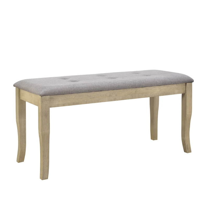 Vinsetto 6-Piece Retro Dining Set with Unique Table Legs and Foam-Covered Seats, Solid Wood Construction, 60" Table, Gray Wash