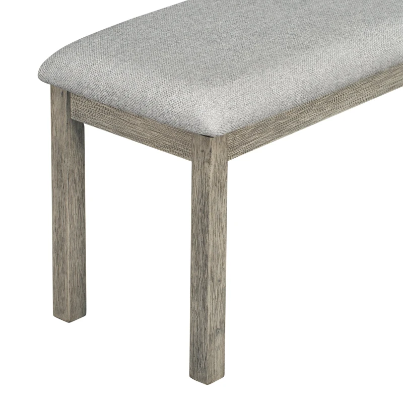 6-Piece Rubber Wood Dining Table Set with Beautiful Wood Grain Pattern, Solid Wood Veneer, Soft Cushions, and H-Shaped Support Legs, 60"L x 36"W x 30.3"H, Gray