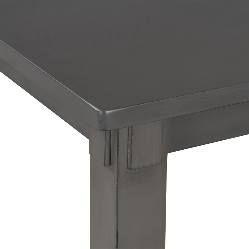 6-Piece Kitchen Dining Table Set, Wooden Rectangular Table with 4 Fabric Chairs and Bench, Waterproof Top, Easy Assembly, 60''L x 36''W x 30''H, Gray