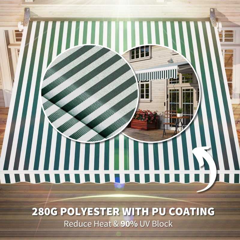 Outsunny 8' x 7' Retractable Awning, Manual Outdoor Patio Sun Shade, UV & Water-Resistant, Easy Installation, Green