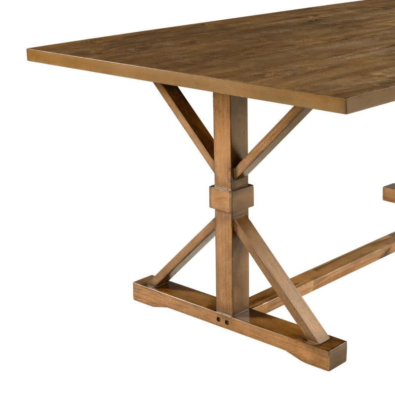 6-Piece Farmhouse Dining Table Set, 72''L x 42''W x 30''H Wood Rectangular Table, 4 Upholstered Chairs with Bench, Ergonomic Design, Solid Wood Construction, Walnut