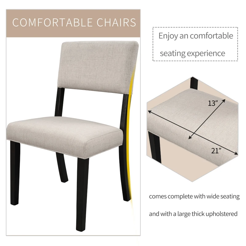 Vinsetto 5-Piece Kitchen Dining Table Set with Bottom Shelf and 4 Upholstered Chairs, 42"Lx42"Wx30"H Table, Contemporary Style, Espresso Finish, Espresso