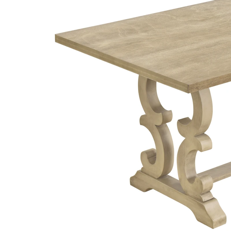 Vinsetto 6-Piece Retro Dining Set with Unique Table Legs and Foam-Covered Seats, Solid Wood Construction, 60" Table, Gray Wash