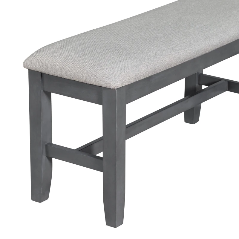 Retro 6-Piece Family Dining Room Set, Solid Wood Foldable Table and 4 Chairs with Bench, Space-Saving Design, for kitchen, Gray