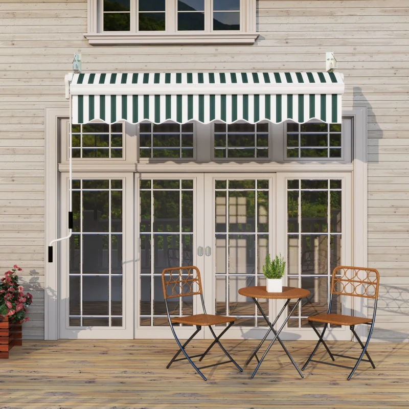 Outsunny 8' x 7' Retractable Awning, Manual Outdoor Patio Sun Shade, UV & Water-Resistant, Easy Installation, Green