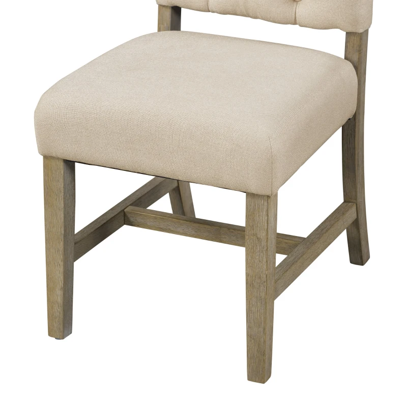 Retro Style Dining Table Set with Extendable Table and 4 Upholstered Chairs, Solid Wood Legs, 42"-54"L x 42"W x 30"H Oval Table, Natural Wood Wash