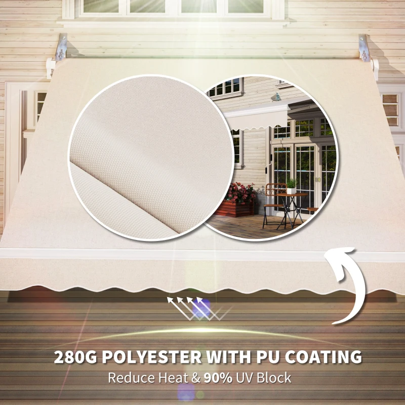 Outsunny 8'x7' Retractable Awning - UV & Sun Protection Patio Sun Shade, Manual Outdoor Canopy, Beige