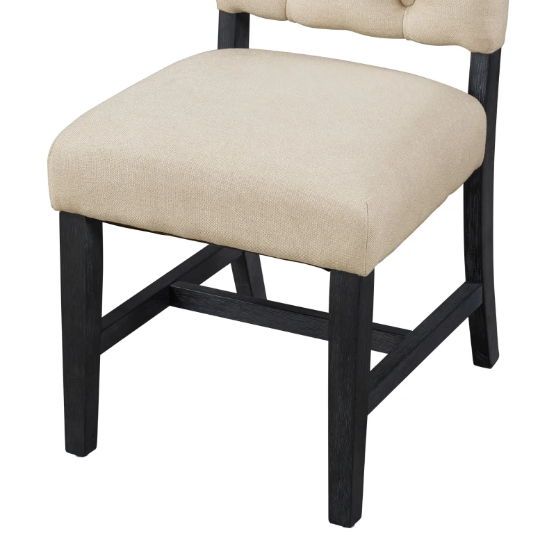 Retro Style Dining Table Set with Extendable Table and 4 Upholstered Chairs, Solid Wood Legs, 42"-54"L x 42"W x 30"H Length, Espresso