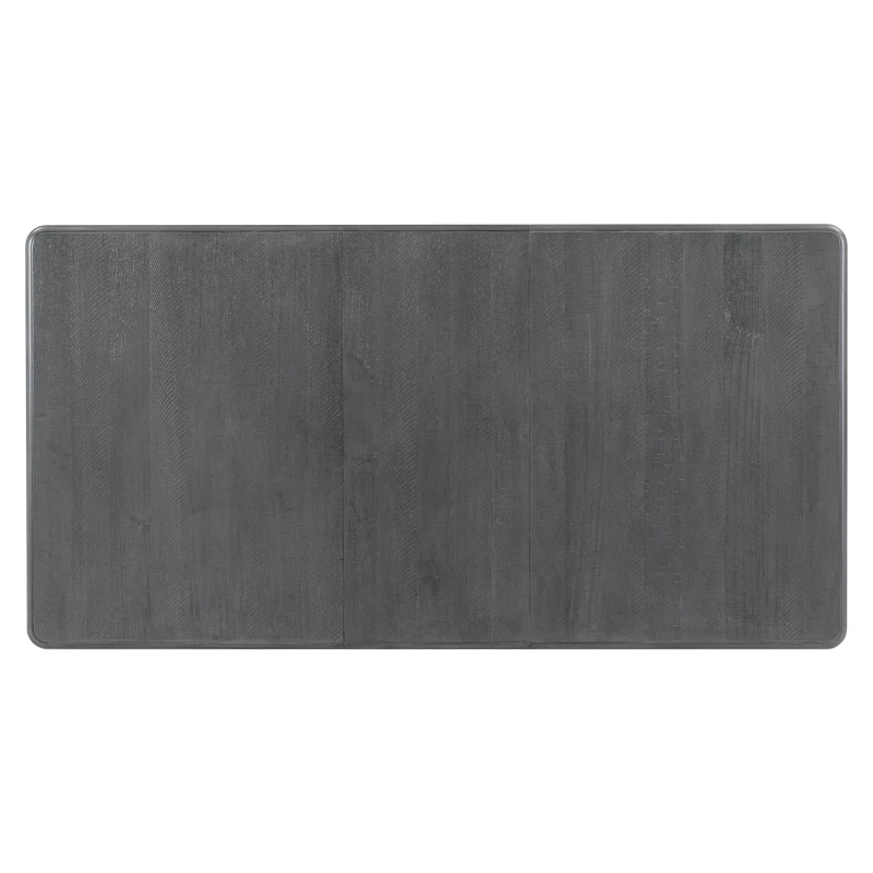 Retro Style 7-Piece Dining Table Set with Extendable Table, 6 Upholstered Chairs, Solid Wood Legs, and Distressed Finish, 54"-70"L x 36"W x 30"H, White+gray