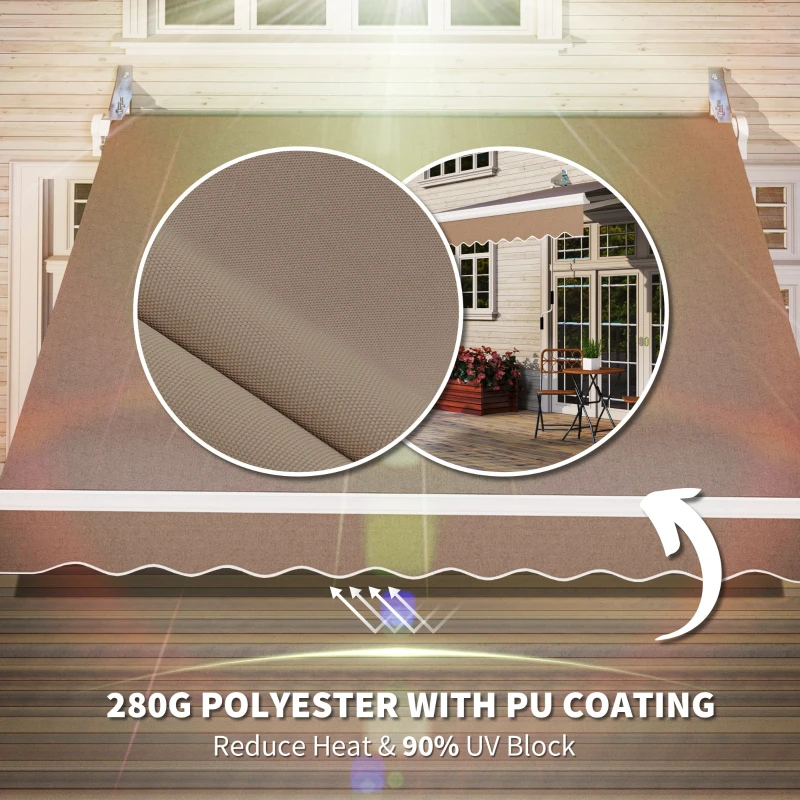 Outsunny 8'x7' Retractable Awning, Manual Patio Sun Shade, Weather-Resistant Outdoor Canopy, Khaki