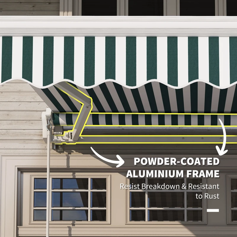 Outsunny 8' x 7' Retractable Awning, Manual Outdoor Patio Sun Shade, UV & Water-Resistant, Easy Installation, Green