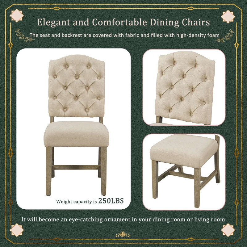 Retro Style Dining Table Set with Extendable Table and 4 Upholstered Chairs, Solid Wood Legs, 42"-54"L x 42"W x 30"H Oval Table, Natural Wood Wash