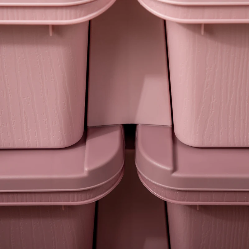 Qaba 3 Tier Kids Toy Organizer and Storage Bins with 6 Plastic Drawers, Pink