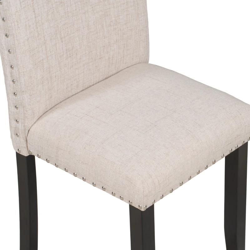 Modern 6-Piece Dining Table Set with 4 Upholstered Chairs and Bench, Marbled Veneers Tabletop, V-Shaped Legs, 60''L x 36''W x 30''H, White