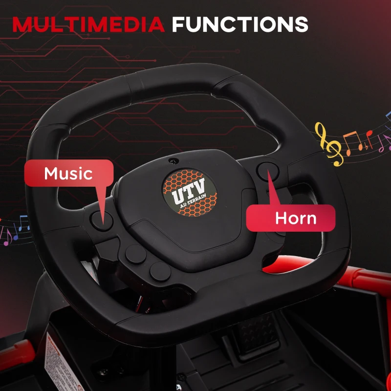 Qaba 24V Kids Electric Car Battery Powered Kids Ride on Car with Remote Control, Spring Suspension, Music, Red