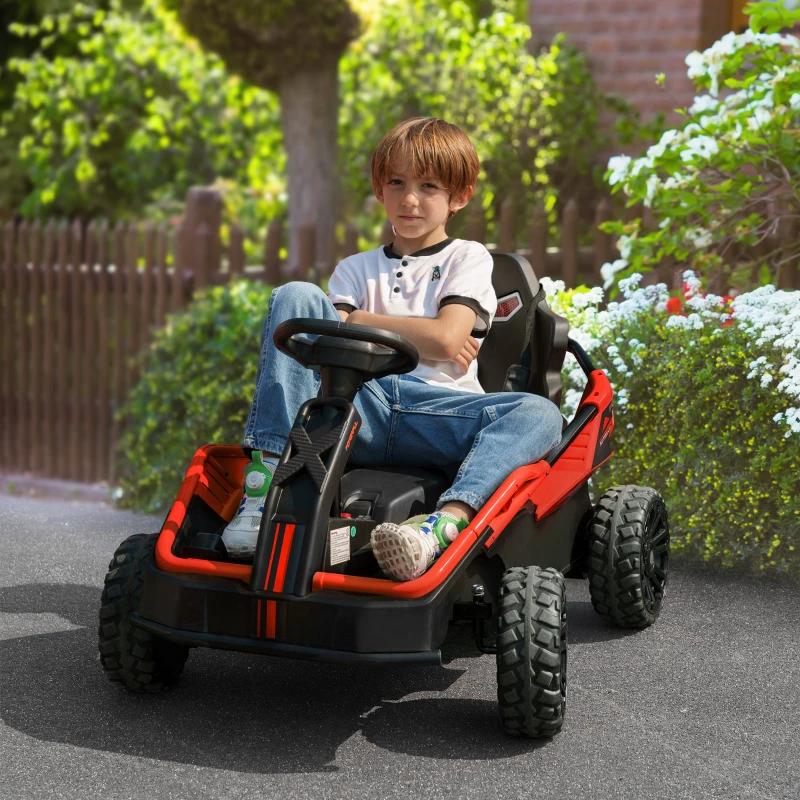 Qaba 24V Kids Electric Car Battery Powered Kids Ride on Car with Remote Control, Spring Suspension, Music, Red