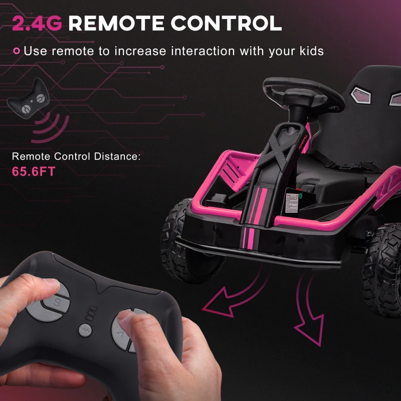 Qaba 24V Kids Electric Car Battery Powered Kids Ride on Car with Remote Control, Spring Suspension, Music, Pink