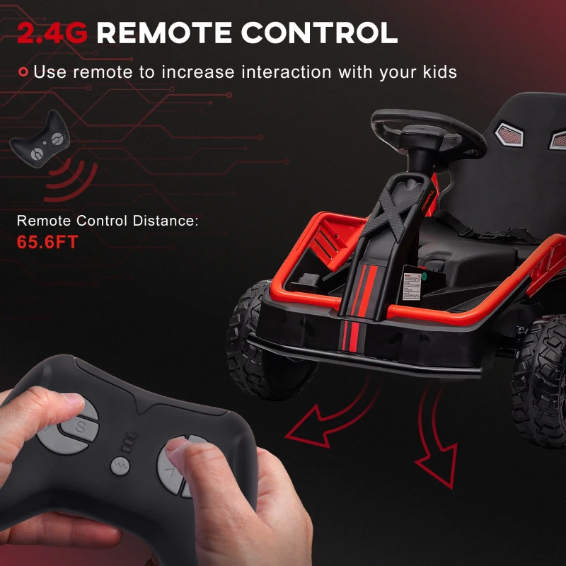 Qaba 24V Kids Electric Car Battery Powered Kids Ride on Car with Remote Control, Spring Suspension, Music, Red